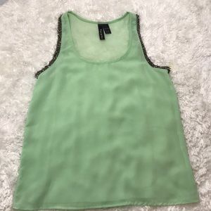 Mint green sheer top with sequins